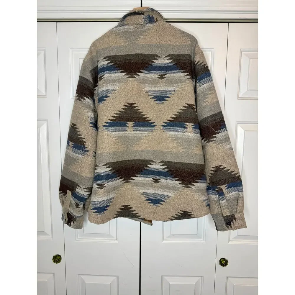 JACHS Men's PREMIUM OUTDOOR Southwestern Patterned Shirt Jacket Wool Blend